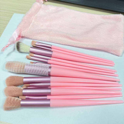 13-piece makeup brush set with satin storage pouch