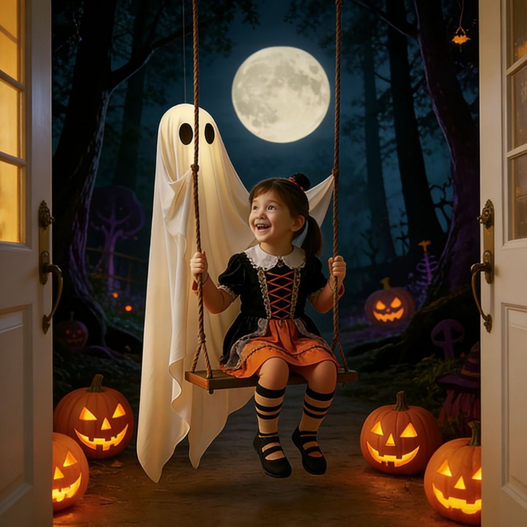 Glowing Halloween Ghost Swing Decoration