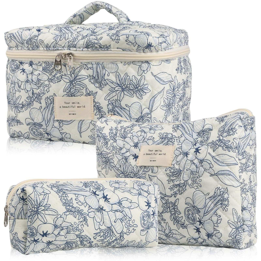 Quilted cotton makeup bag floral print