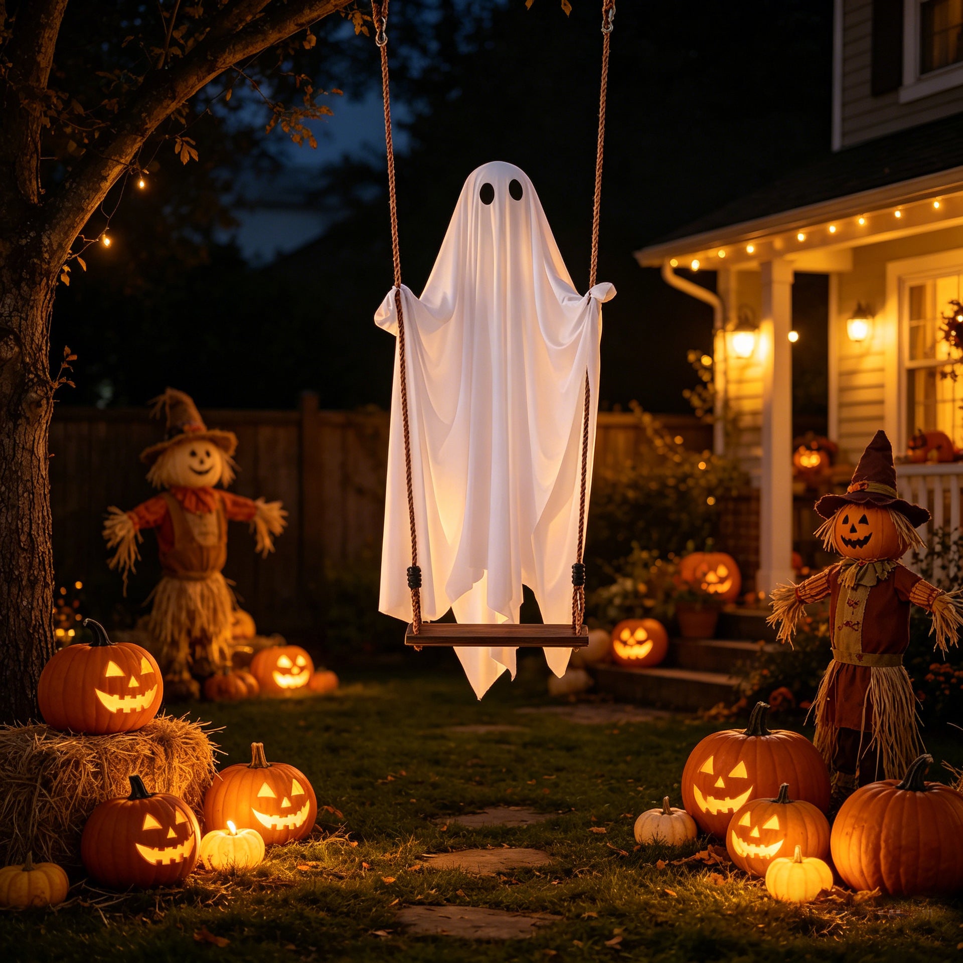 Glowing Halloween Ghost Swing Decoration