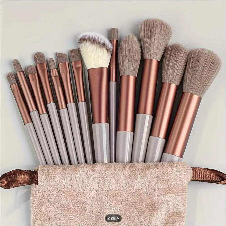 Travel-friendly makeup brushes with satin case
