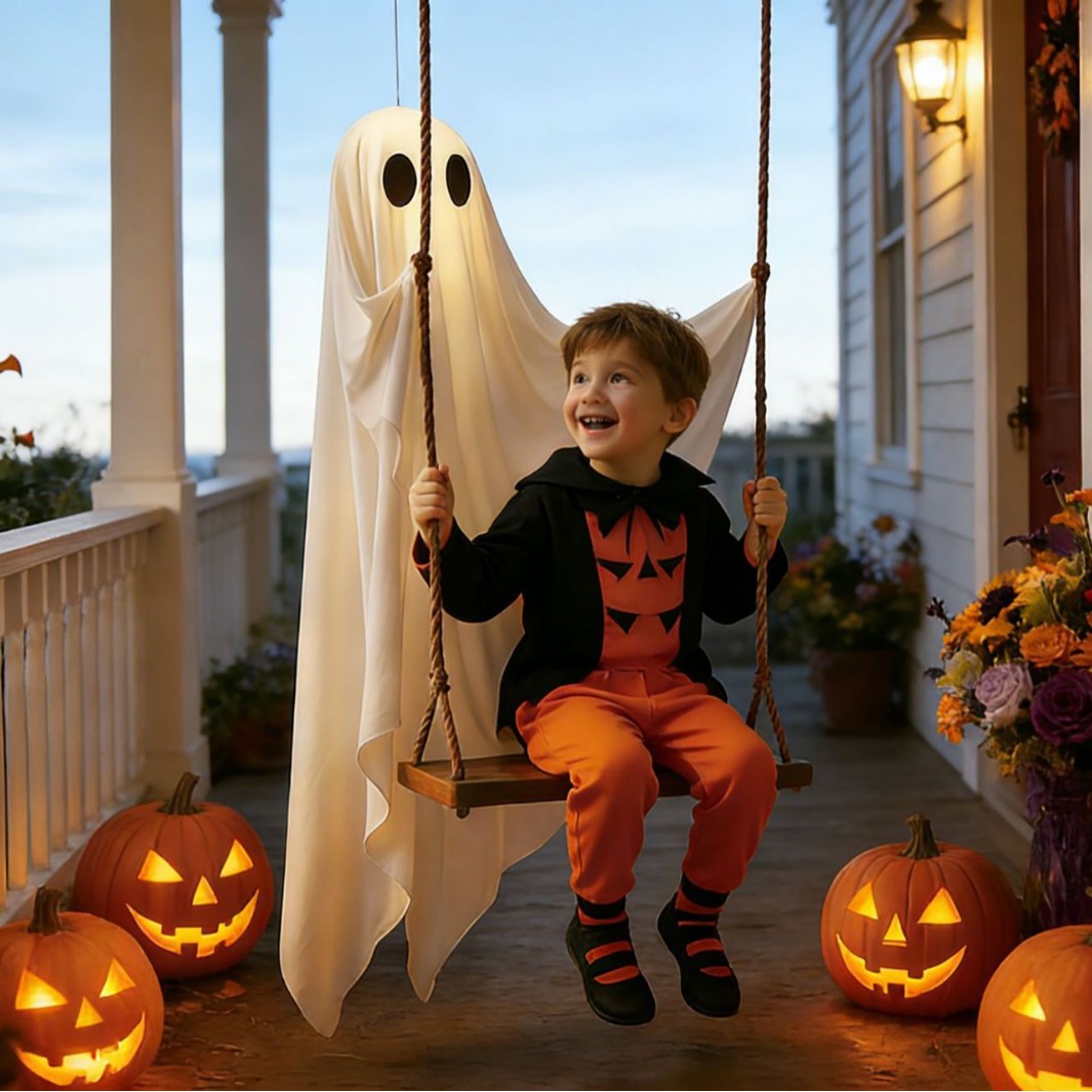 Glowing Halloween Ghost Swing Decoration