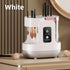 White automatic Makeup Brush Cleaner and dryer with multiple hanging brushes and touchscreen control panel